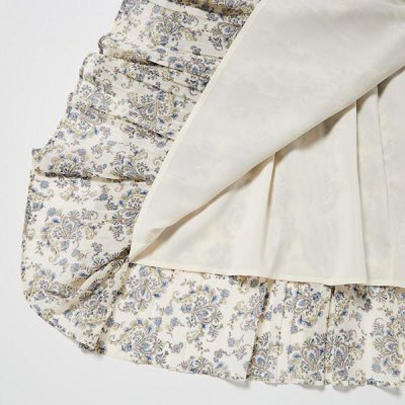 Uniqlo Chiffon Pleated Rokken Dames Wit | 6148755