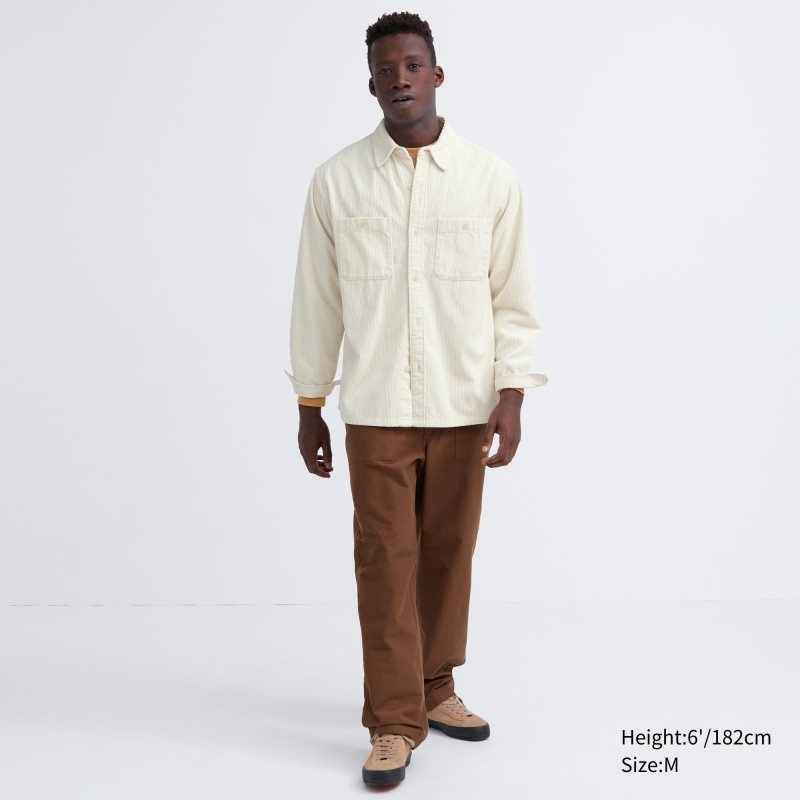 Uniqlo Corduroy Work Long-sleeve Overhemd Heren Donkerblauw | 5788564
