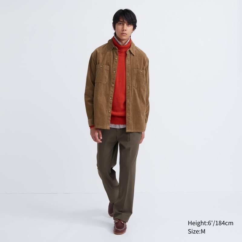 Uniqlo Corduroy Work Long-sleeve Overhemd Heren Bruin | 4909368