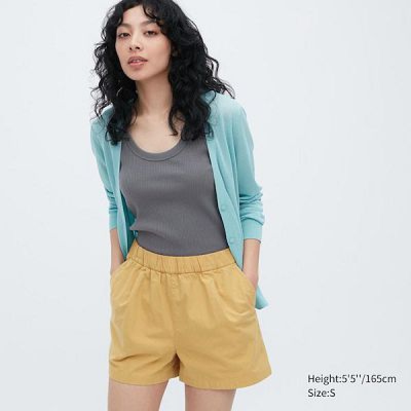 Uniqlo Cotton Easy Korte Broek Dames Geel | 7401448