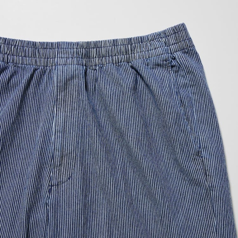 Uniqlo Cotton Hickory Relaxed Fit Ankle Length Broek Heren Blauw | 7573634