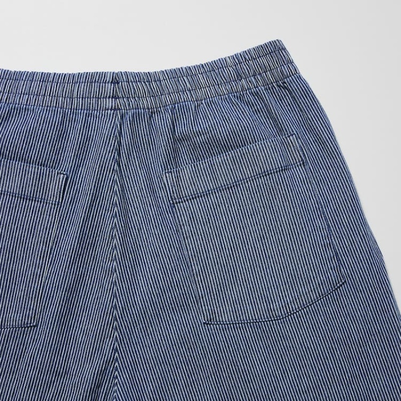 Uniqlo Cotton Hickory Relaxed Fit Ankle Length Broek Heren Blauw | 7573634