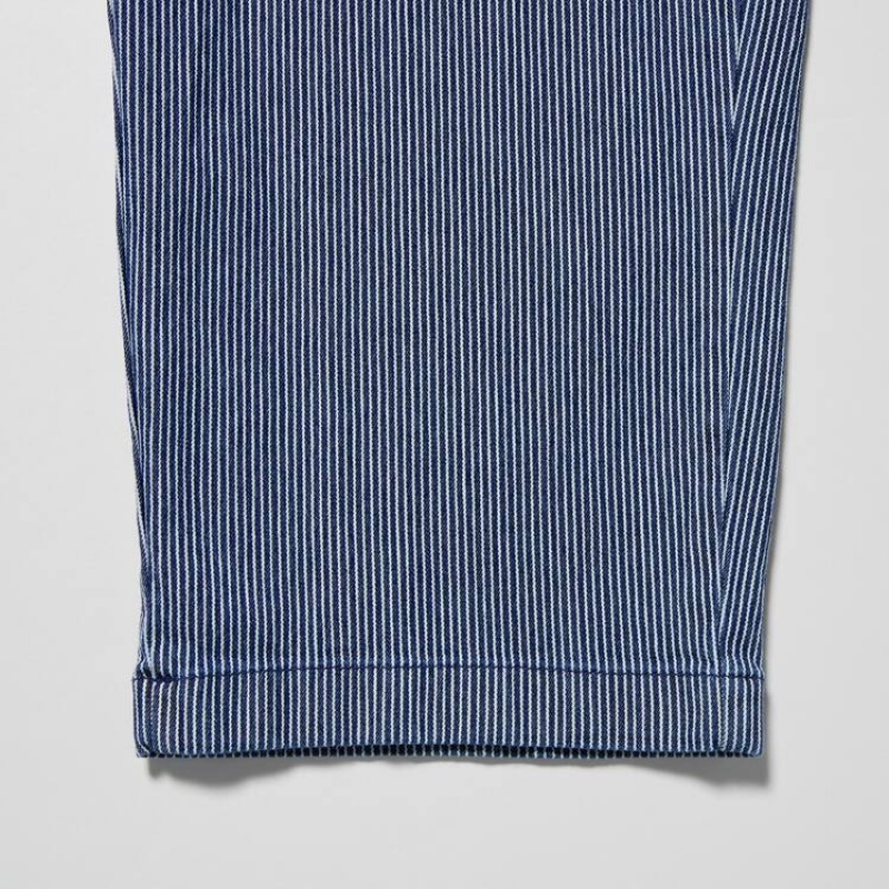 Uniqlo Cotton Hickory Relaxed Fit Ankle Length Broek Heren Blauw | 7573634