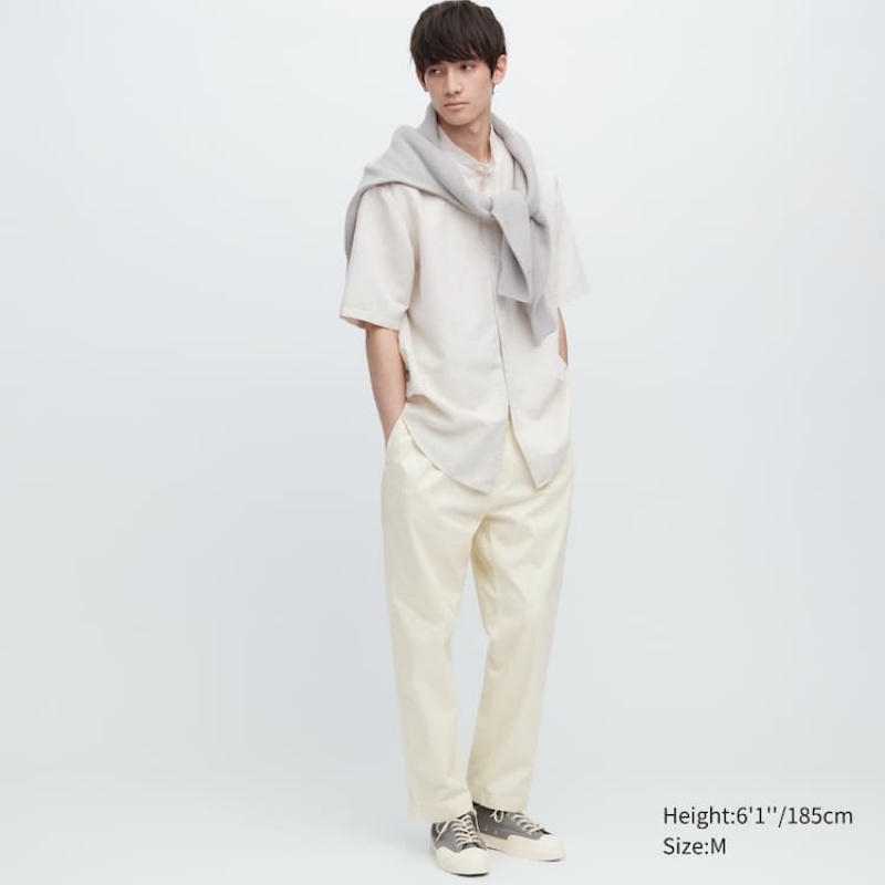 Uniqlo Cotton Relaxed Fit Ankle Length Broek Heren Wit | 4908204