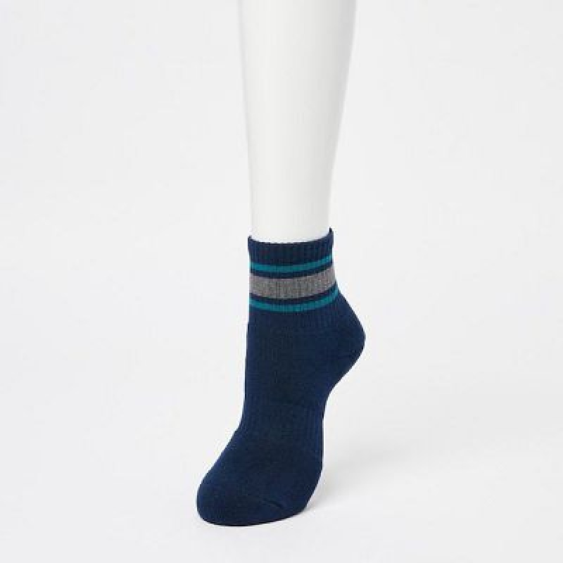 Uniqlo Crew Pile Lined (3 Pairs) Sokken Dames Donkerblauw | 9975467