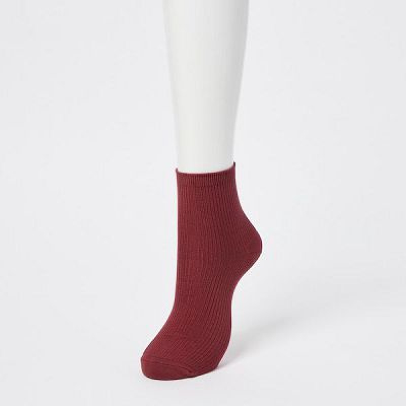 Uniqlo Crew Ribbed (3 Pairs) Sokken Dames Rood | 4140276