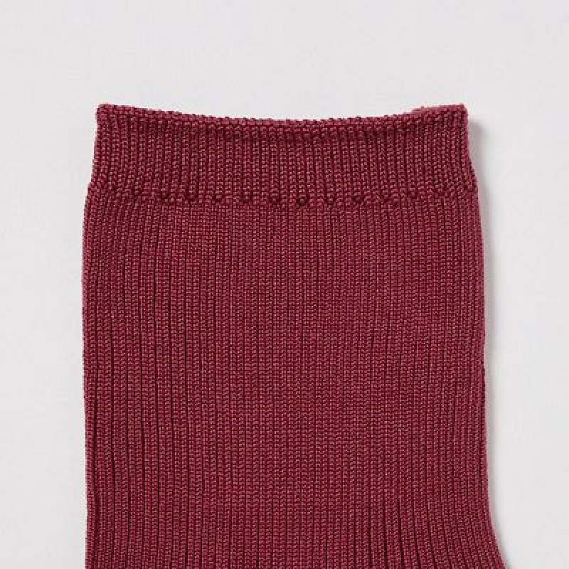 Uniqlo Crew Ribbed (3 Pairs) Sokken Dames Rood | 4140276