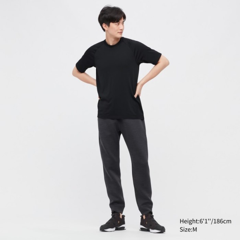 Uniqlo DRY-EX Crew Neck Short-Sleeve Printed T-shirts Dames Zwart | 8844087