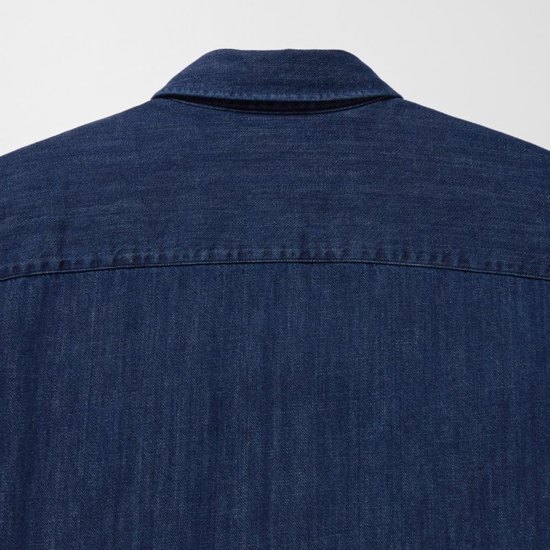 Uniqlo Denim Utility Long-sleeve Overshirt Overhemd Heren Blauw | 858987