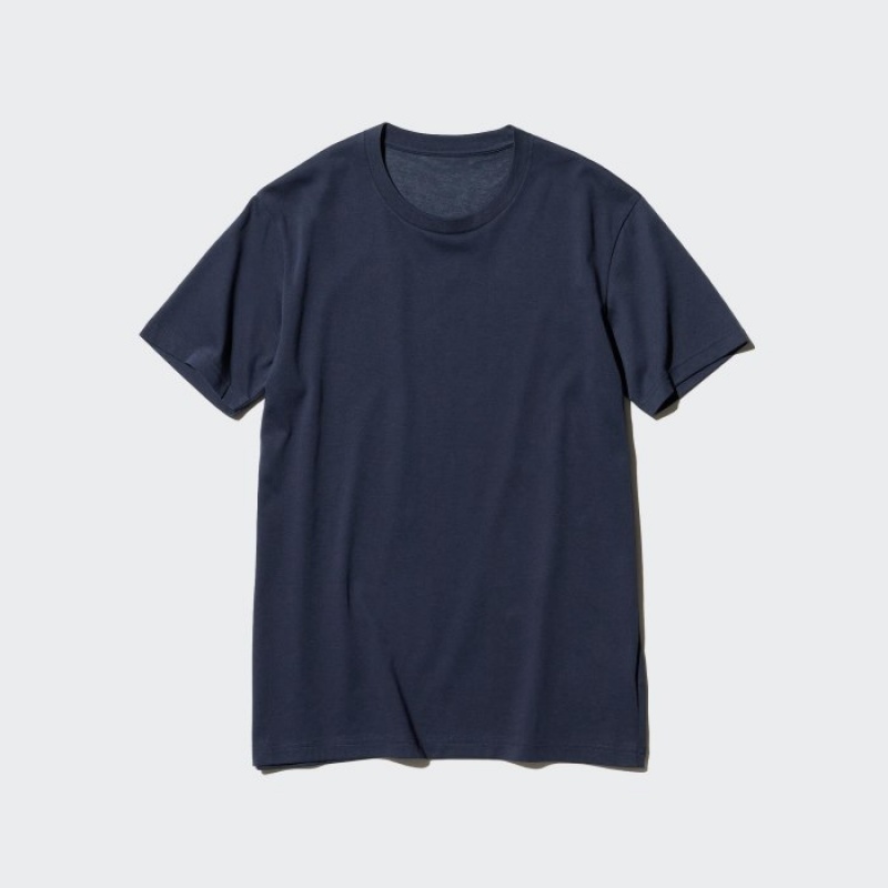 Uniqlo Dry Color Crew Neck Short-Sleeve T-shirts Dames Donkerblauw | 6337557