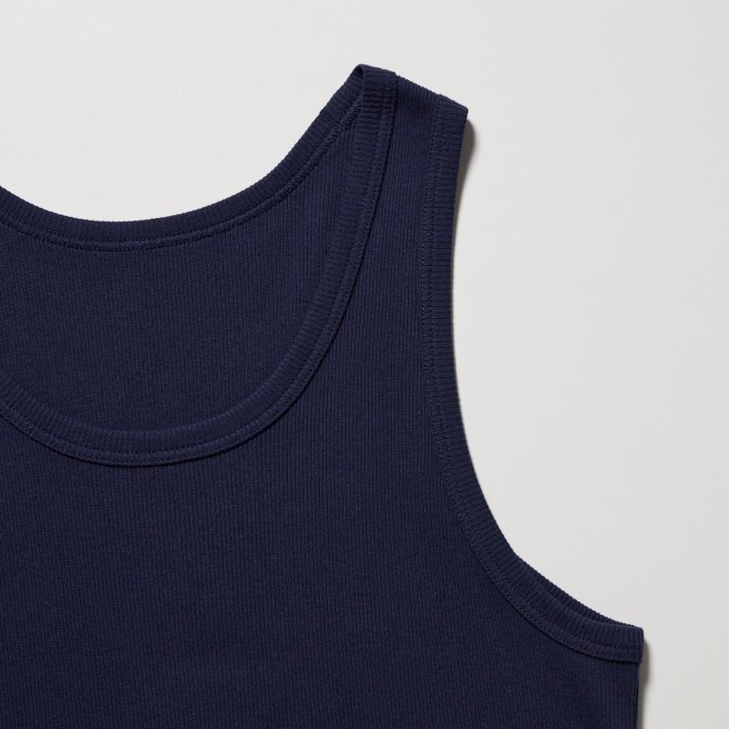 Uniqlo Dry Color Ribbed Tanktop Heren Donkerblauw | 7519292