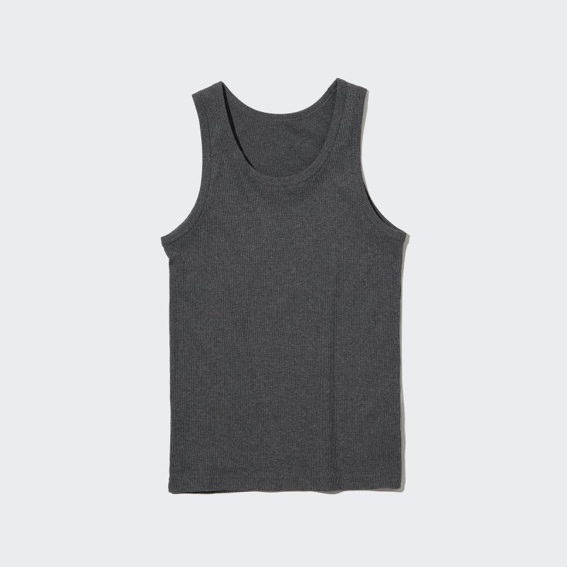 Uniqlo Dry Color Ribbed Tanktop Heren Grijs | 1937140