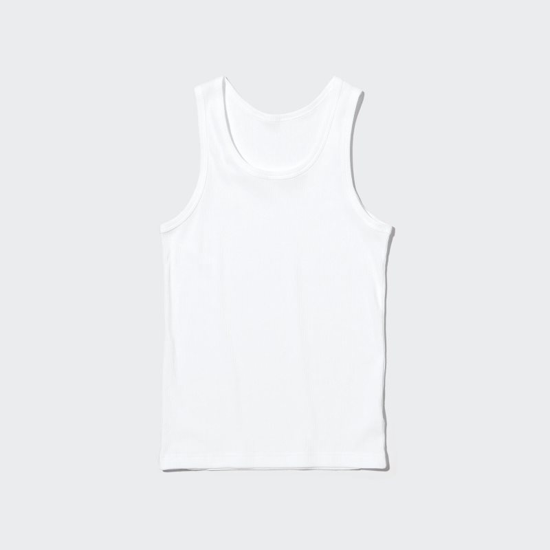 Uniqlo Dry Color Ribbed Tanktop Heren Wit | 9873454
