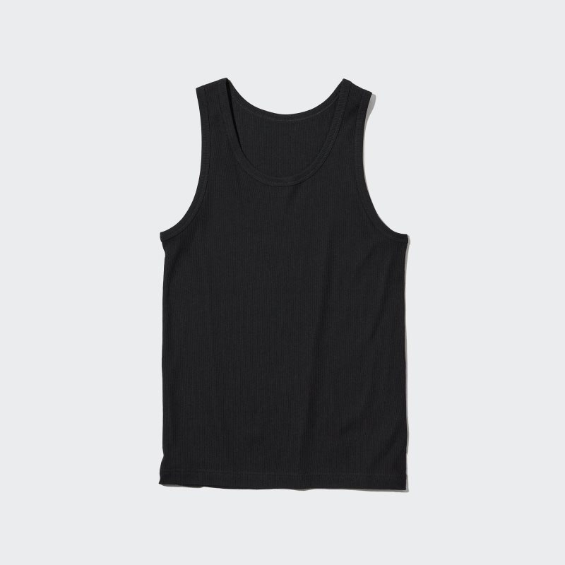 Uniqlo Dry Color Ribbed Tanktop Heren Zwart | 2676450