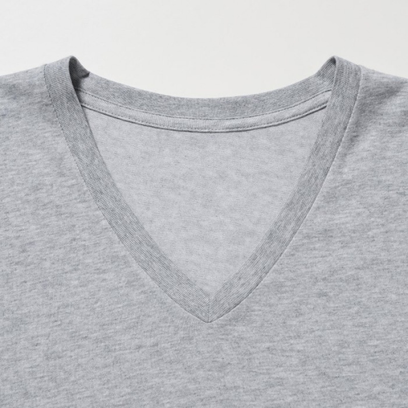 Uniqlo Dry Color V-Neck Short-Sleeve T-shirts Dames Rood | 6262217