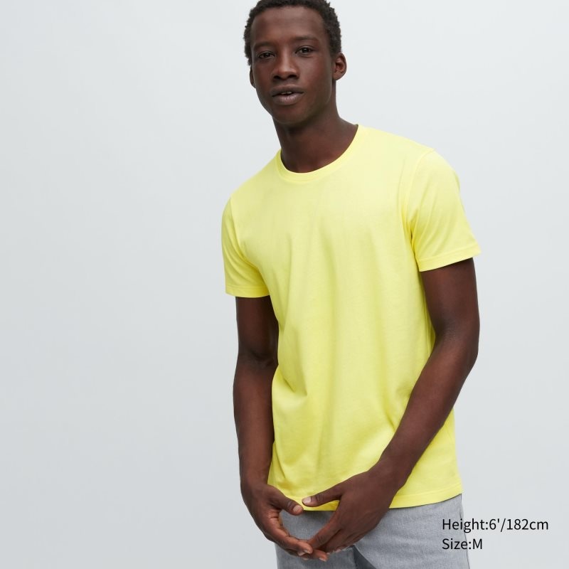 Uniqlo Dry Crew Neck Short-sleeve Color T-shirts Heren Geel | 311103