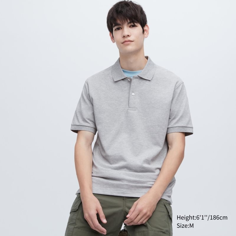 Uniqlo Dry Pique Short-sleeve Poloshirt Heren Grijs | 9334140