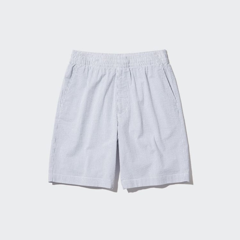 Uniqlo Dry Stretch Seersucker Easy Korte Broek Heren Blauw | 8297848