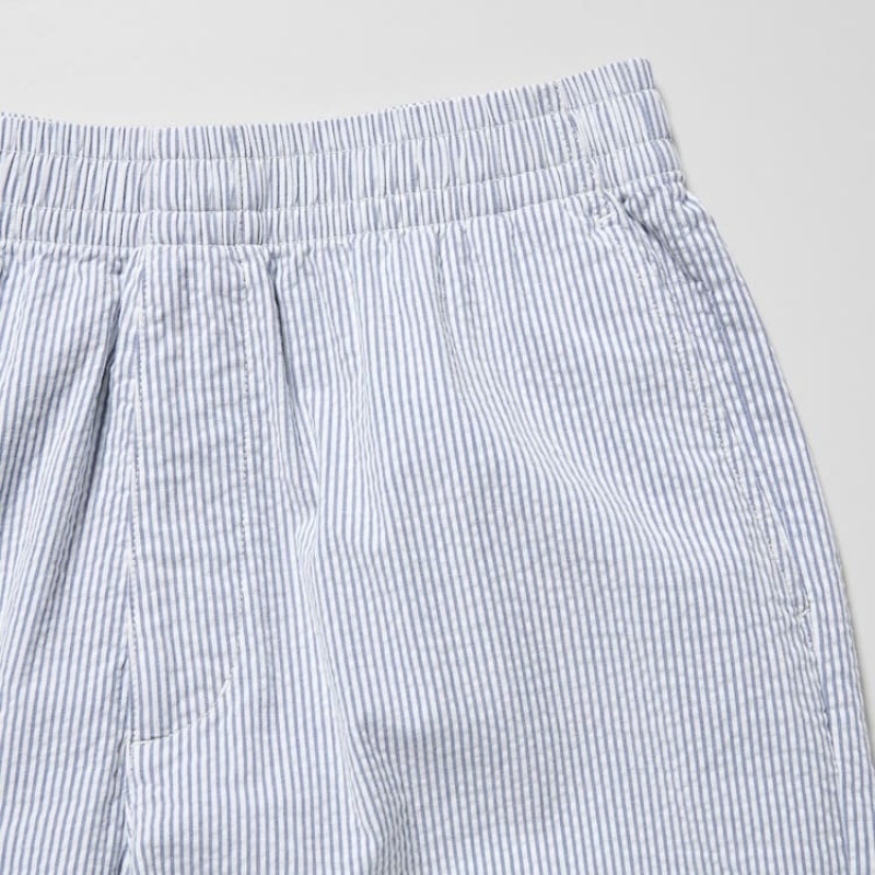 Uniqlo Dry Stretch Seersucker Easy Korte Broek Heren Blauw | 8297848