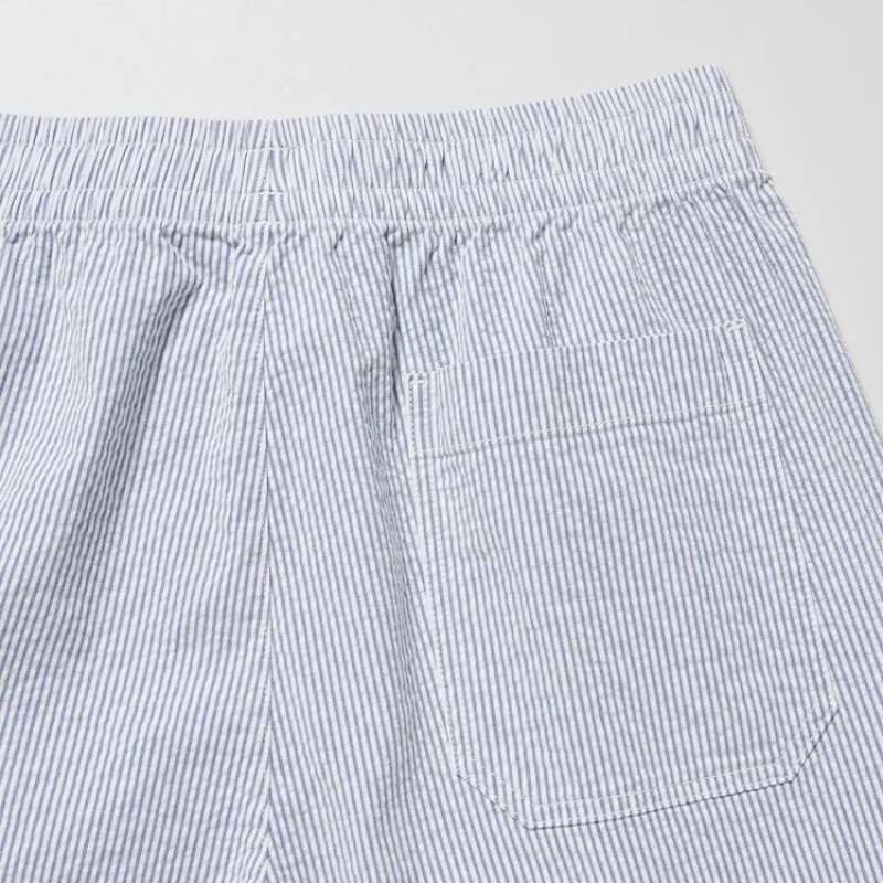 Uniqlo Dry Stretch Seersucker Easy Korte Broek Heren Blauw | 8297848