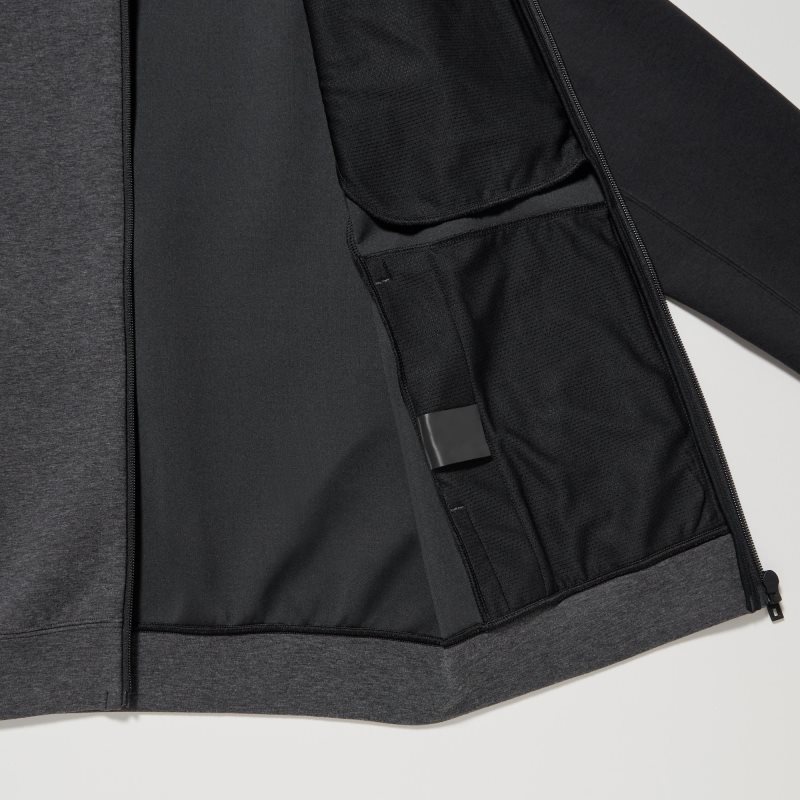 Uniqlo Dry Stretch Sweat Full-zip Color Block Hoodie Heren Grijs | 4810612