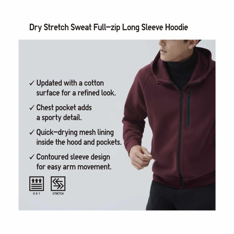 Uniqlo Dry Stretch Sweat Full-zip Color Block Hoodie Heren Grijs | 4810612