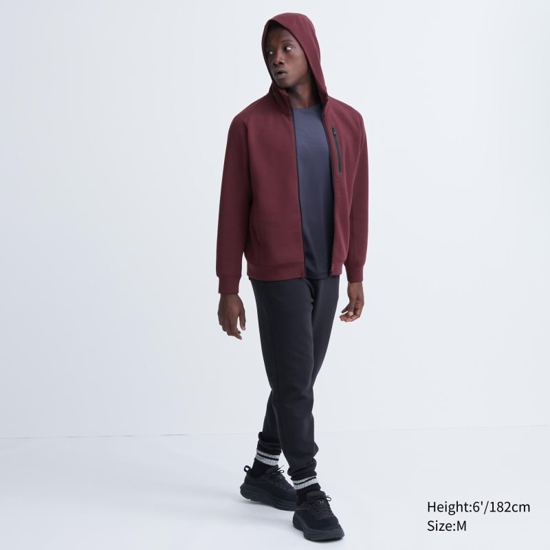 Uniqlo Dry Stretch Sweat Long-sleeve Full-zip Hoodie Heren Bordeaux | 8119061