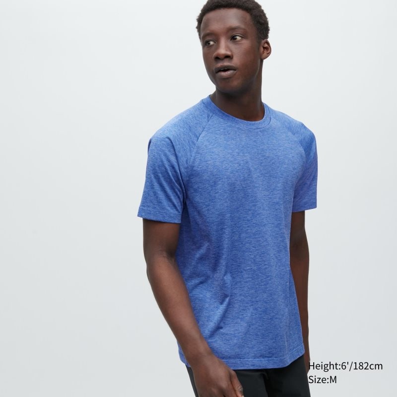 Uniqlo Dry-ex Crew Neck Short-sleeve T-shirts Heren Blauw | 5264402