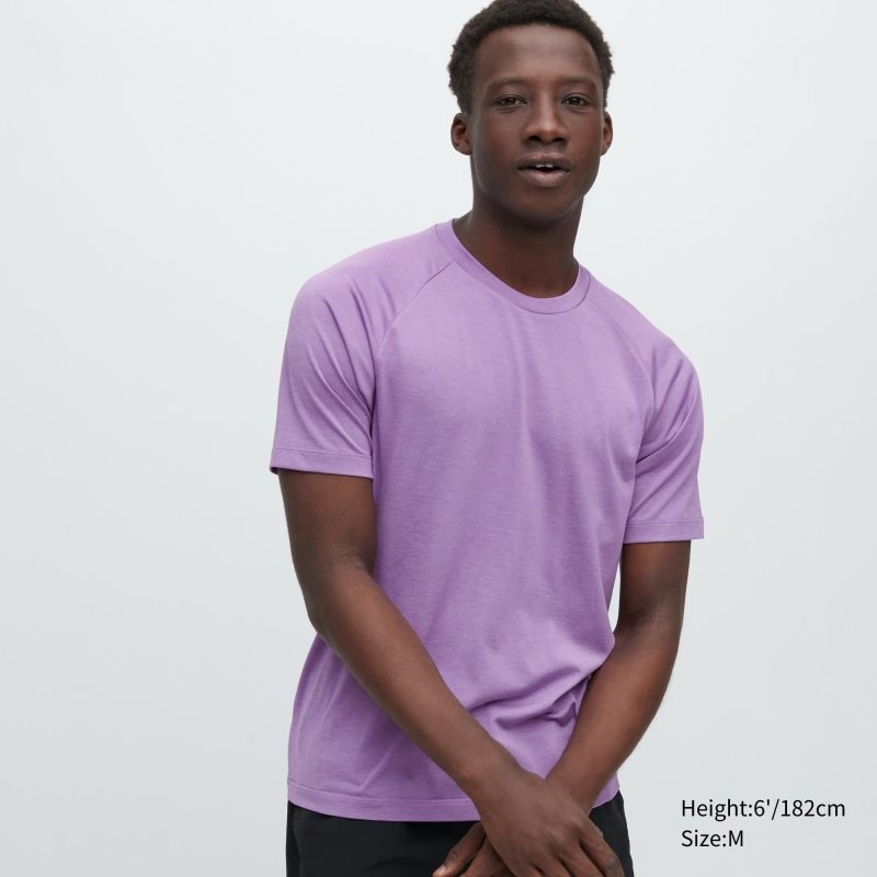 Uniqlo Dry-ex Crew Neck Short-sleeve T-shirts Heren Paars | 6297190