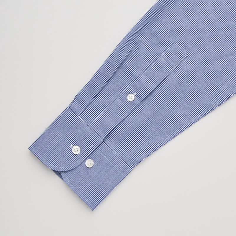 Uniqlo Easy Care Checked Stretch Slim-fit Long-sleeve Overhemd Heren Blauw | 9599259