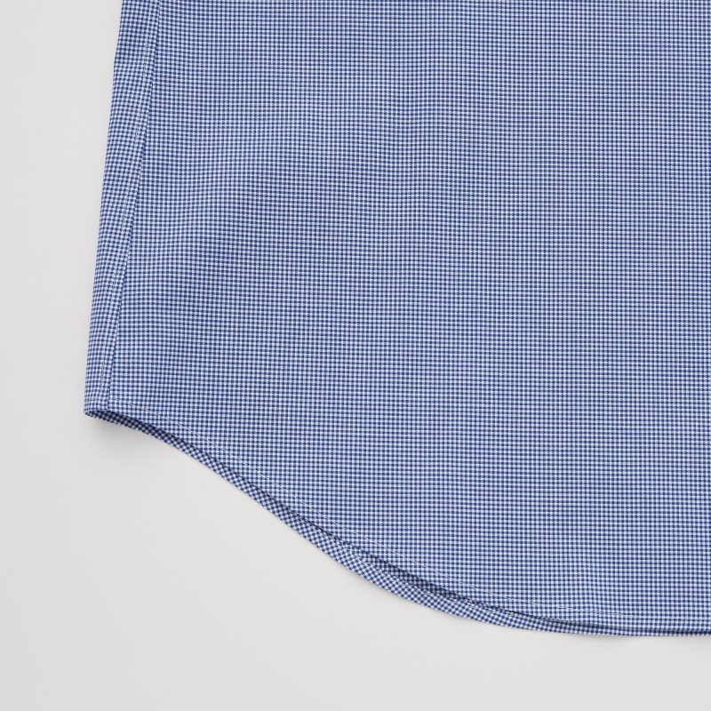 Uniqlo Easy Care Checked Stretch Slim-fit Long-sleeve Overhemd Heren Blauw | 9599259