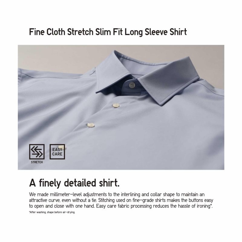 Uniqlo Easy Care Stretch Slim Fit Long-sleeve Overhemd Heren Wit | 2864110