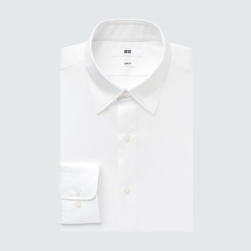 Uniqlo Easy Care Stretch Slim Fit Long-sleeve Overhemd Heren Wit | 2864110