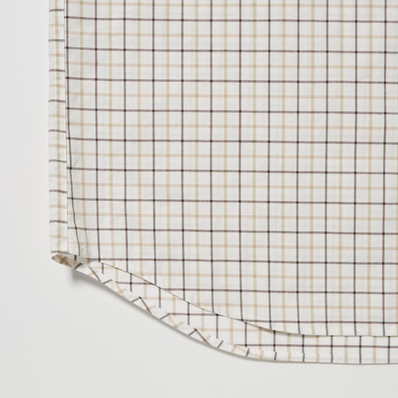 Uniqlo Extra Fine Cotton Broadcloth Checked Long-sleeve Overhemd Heren Wit | 6296546