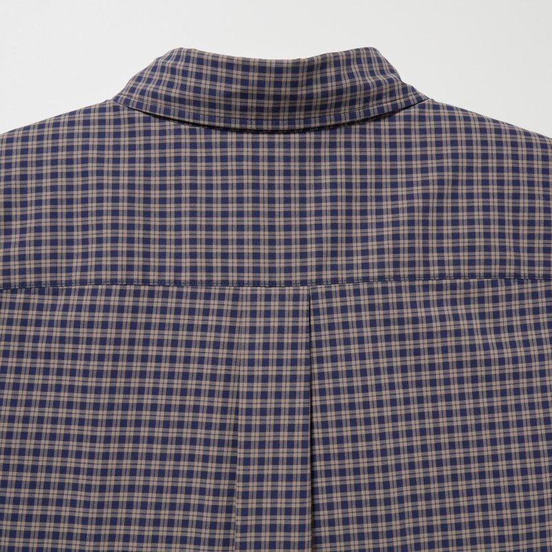 Uniqlo Extra Fine Cotton Broadcloth Checked Long-sleeve Overhemd Heren Bruin | 5946019