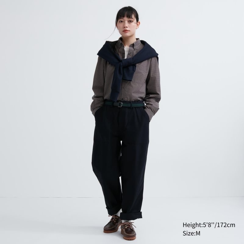 Uniqlo Extra Fine Cotton Broadcloth Checked Long-sleeve Overhemd Heren Bruin | 5946019