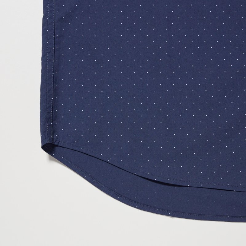 Uniqlo Extra Fine Cotton Broadcloth Dotted Long-sleeve Overhemd Heren Donkerblauw | 7578080
