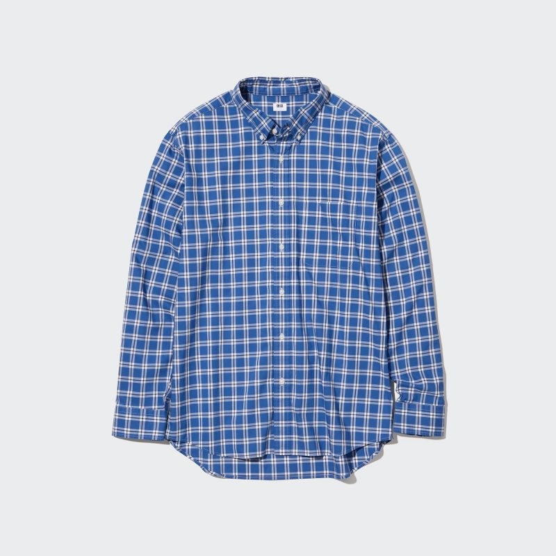 Uniqlo Extra Fine Cotton Broadcloth Long-sleeve Overhemd Heren Blauw | 3973005