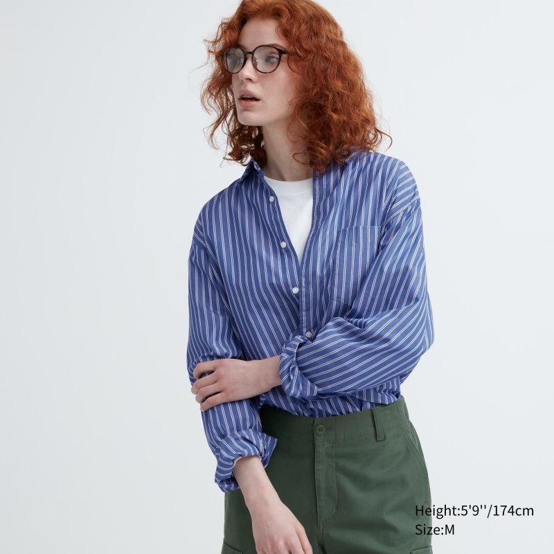 Uniqlo Extra Fine Cotton Broadcloth Long-sleeve Overhemd Heren Blauw | 7130493