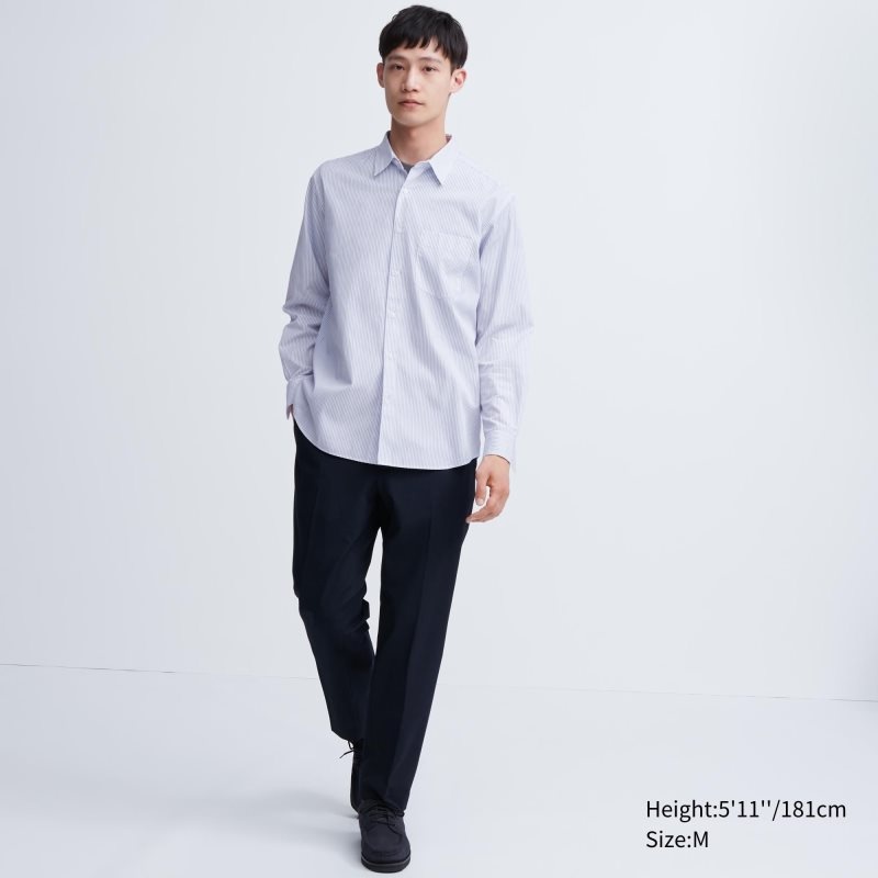 Uniqlo Extra Fine Cotton Broadcloth Long-sleeve Overhemd Heren Wit | 7175868