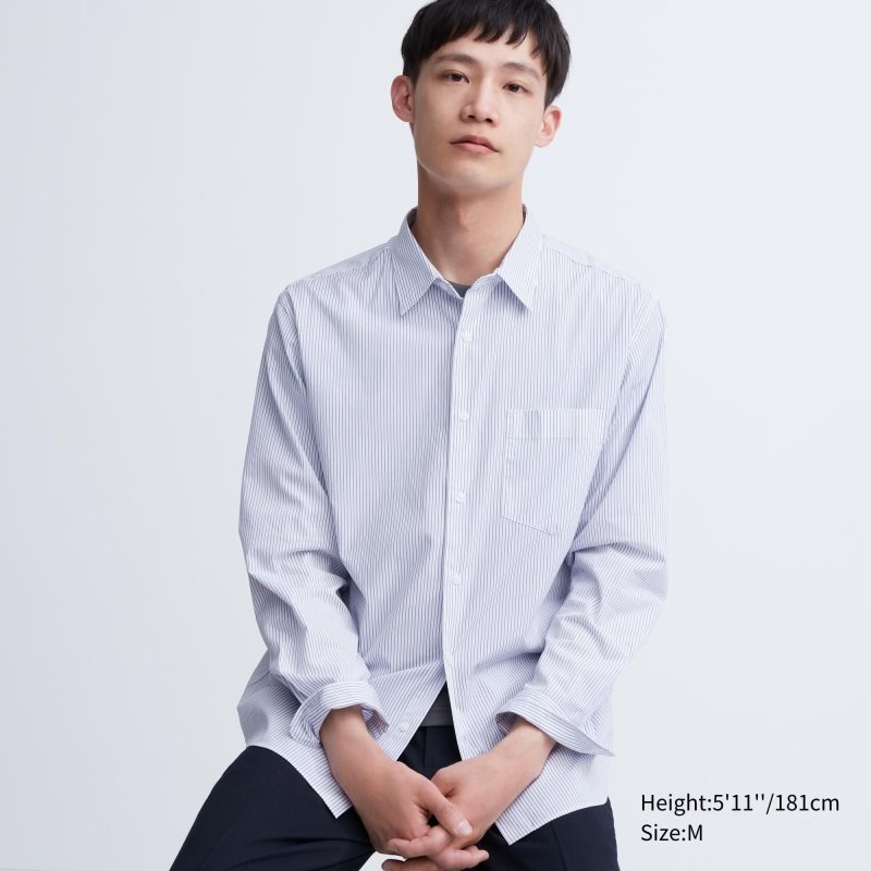 Uniqlo Extra Fine Cotton Broadcloth Long-sleeve Overhemd Heren Wit | 7175868