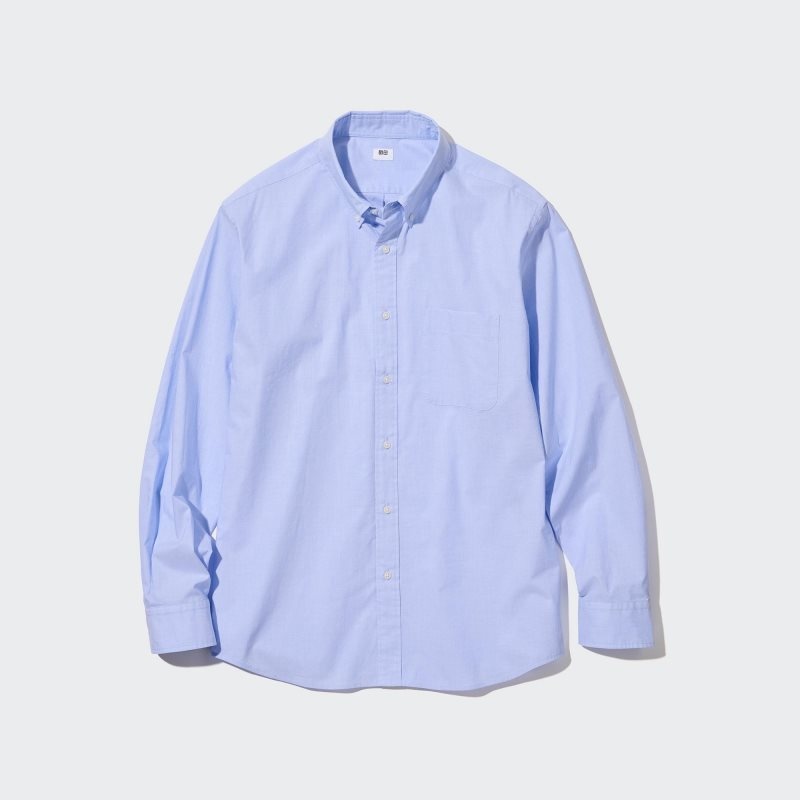 Uniqlo Extra Fine Cotton Broadcloth Long-sleeve Overhemd Heren Blauw | 6143010