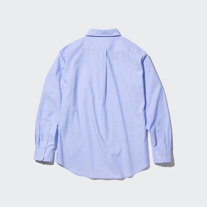 Uniqlo Extra Fine Cotton Broadcloth Long-sleeve Overhemd Heren Blauw | 6143010