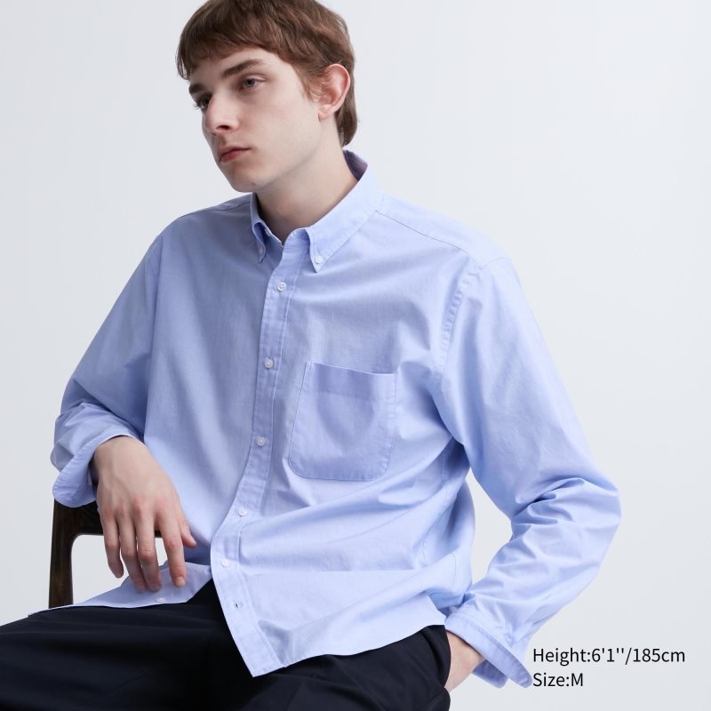 Uniqlo Extra Fine Cotton Broadcloth Long-sleeve Overhemd Heren Blauw | 6143010