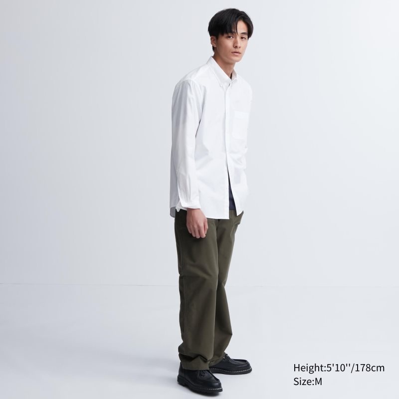 Uniqlo Extra Fine Cotton Broadcloth Long-sleeve Overhemd Heren Wit | 1676016