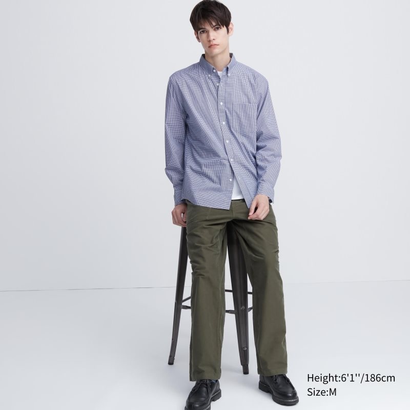 Uniqlo Extra Fine Cotton Broadcloth Long-sleeve Overhemd Heren Blauw | 3776407
