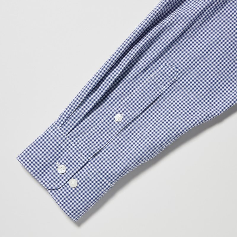 Uniqlo Extra Fine Cotton Broadcloth Long-sleeve Overhemd Heren Blauw | 3776407