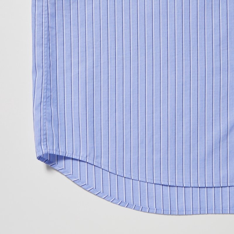 Uniqlo Extra Fine Cotton Broadcloth Striped Long-sleeve Overhemd Heren Blauw | 5781818