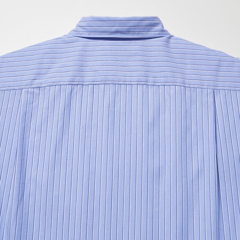 Uniqlo Extra Fine Cotton Broadcloth Striped Long-sleeve Overhemd Heren Blauw | 5781818