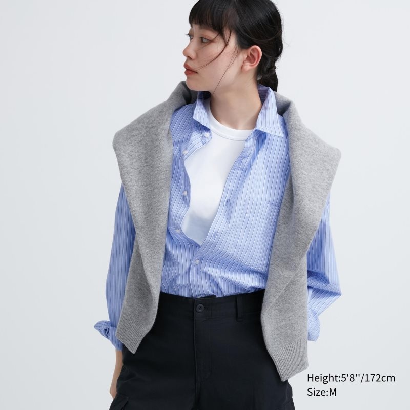 Uniqlo Extra Fine Cotton Broadcloth Striped Long-sleeve Overhemd Heren Blauw | 5781818